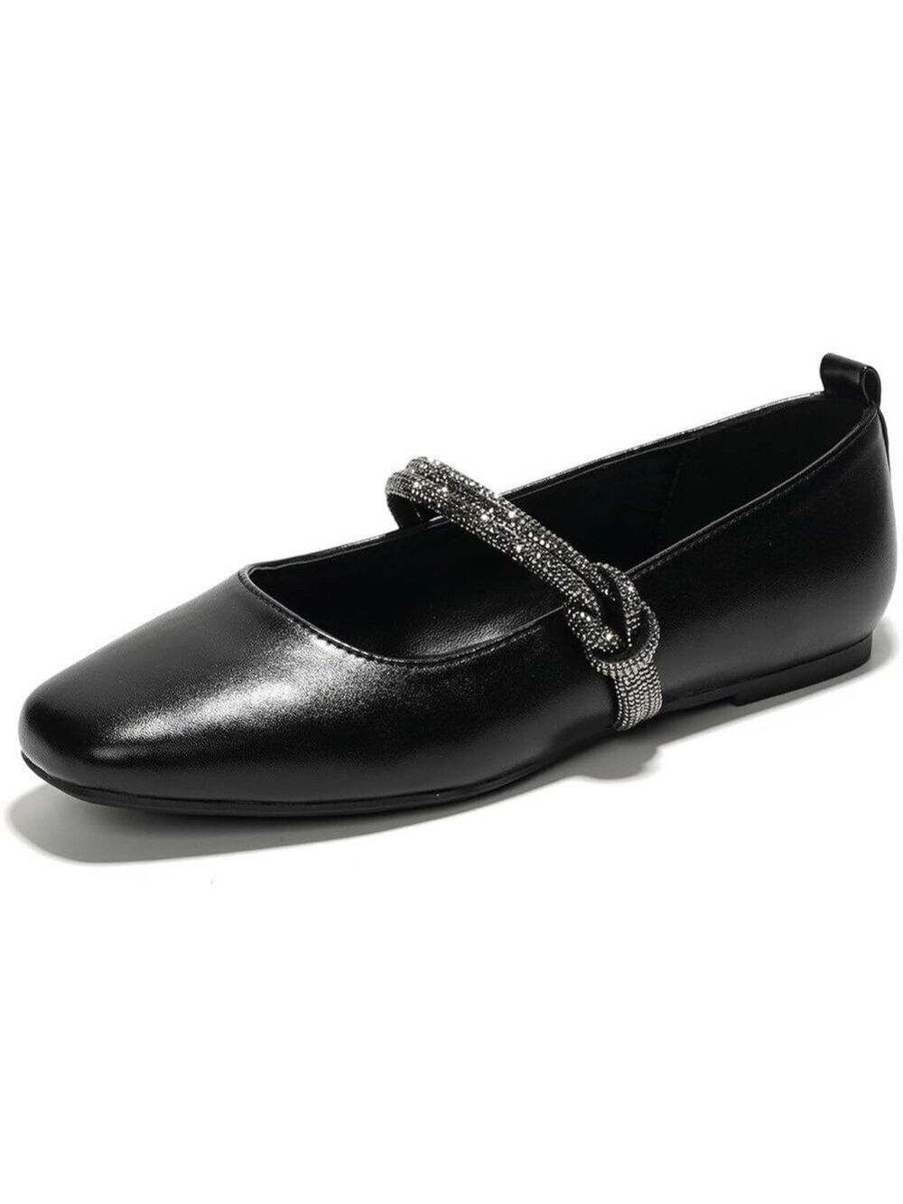 Cape Robbin Black Flats Size 9 Rhinestone Strap